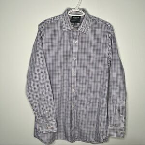 Bonobos Mens Dress Shirt 16 - 35 Purple Plaid Non-Iron Slim Fit